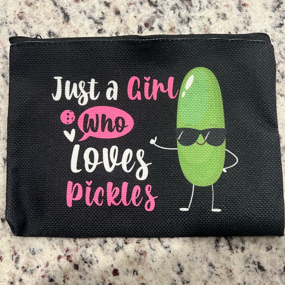 Black Pouch with Pickle Design Makeup Bag